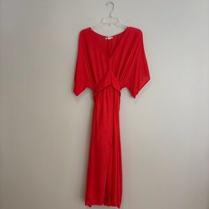 Billabong Vibrant Red Gauzy Belted Maxi Dress